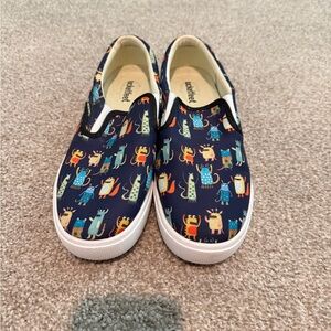 Bucket Feet Navy Monster Print Sneakers